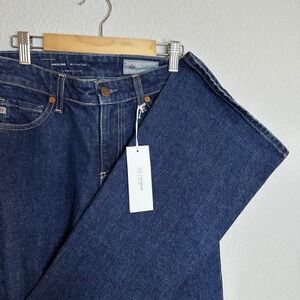 AG Adriano Goldschmied Angeline Mid Rise Flare Jeans Dark Indigo 24 NWT Japan